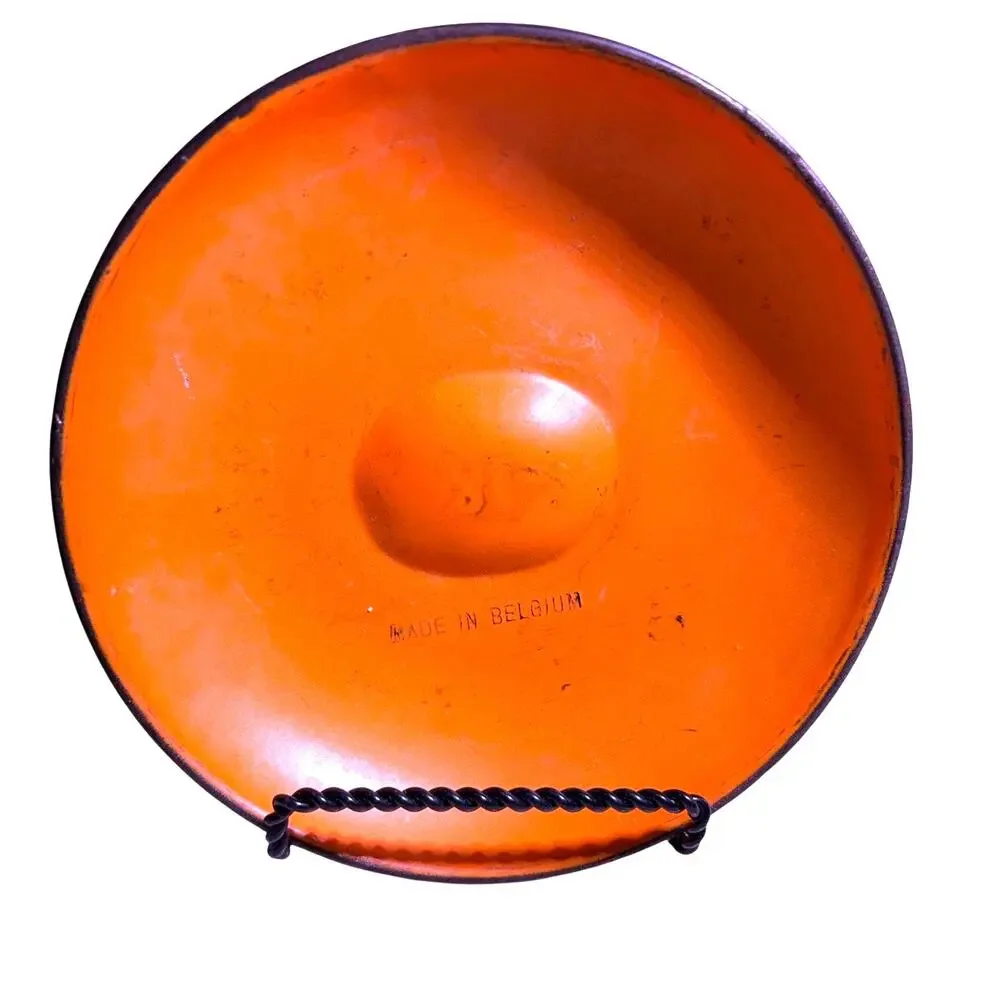 Descoware Vintage Flame Orange Cast Iron Croquette Casserole and Lid 7.5 in